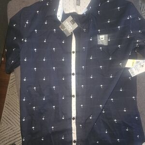 Van Heusen Dark Blue Shirt with White Design